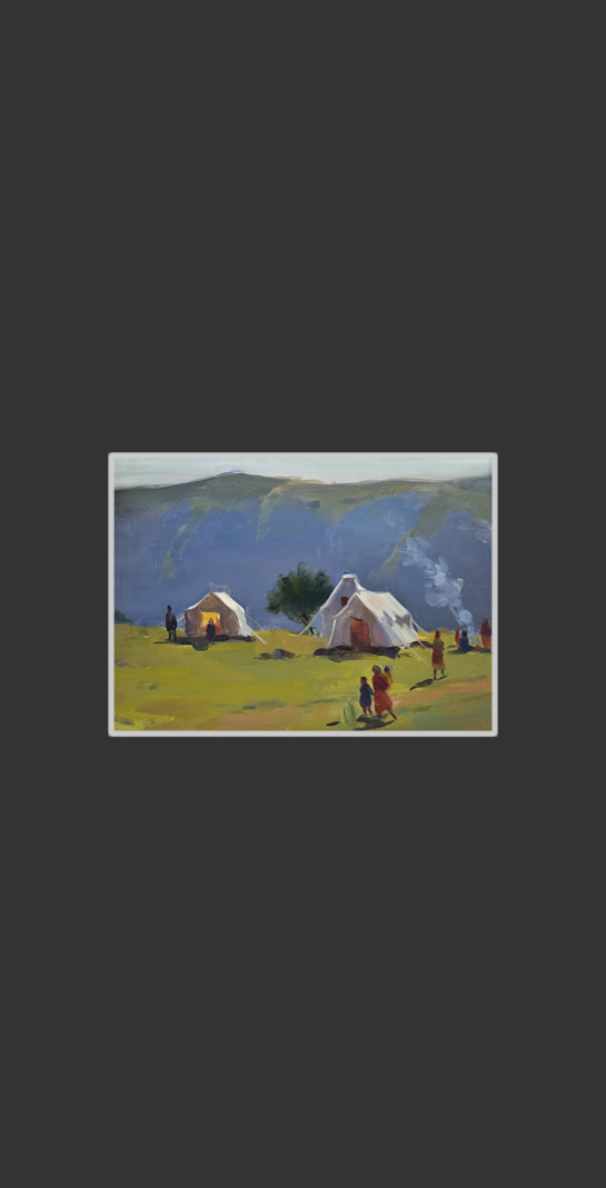 At summer pastures (sketch)25 x 34 cm, Oil on Treated Cardboard, 1978