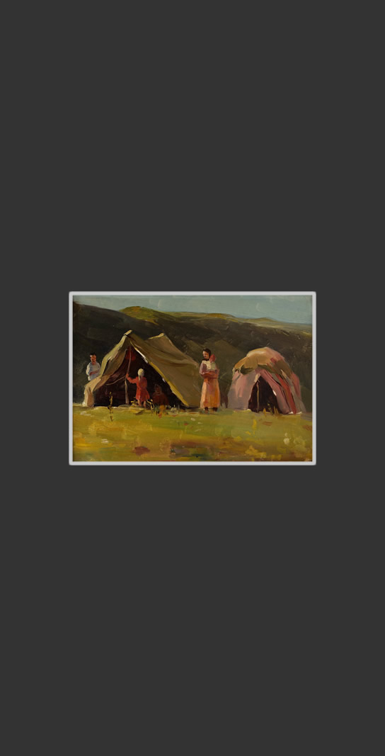 At summer pastures (etude)24 x 34 cm, Oil on Treated Cardboard, 1958