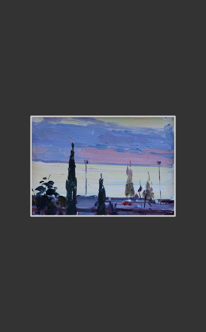 Cypresses, Khosta16 x 23 cm, Oil on Canvas, 1984
