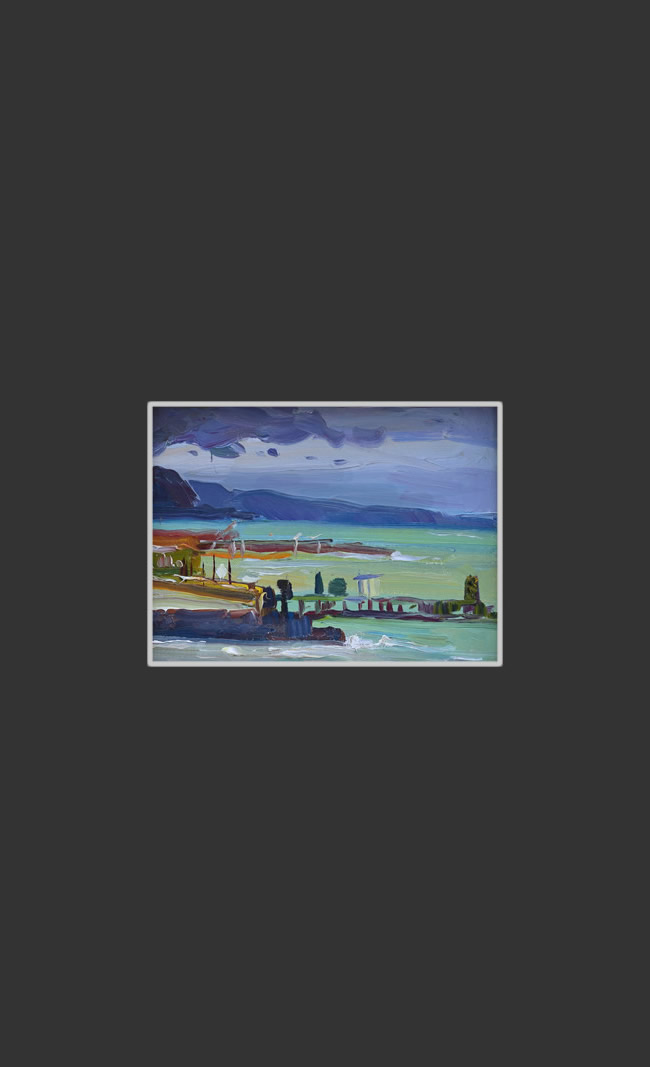 Черное море, Хоста13 x 17 см, обработанный картон, масло, мастихин, 1978