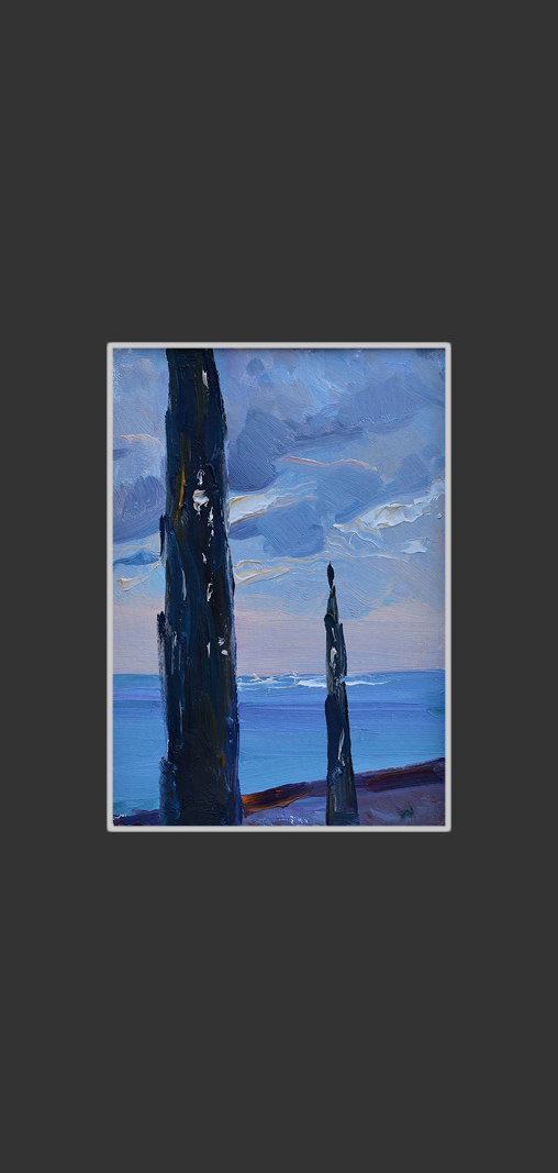 Cypresses, Khosta22 x 16 cm, Oil on Canvas, 1984