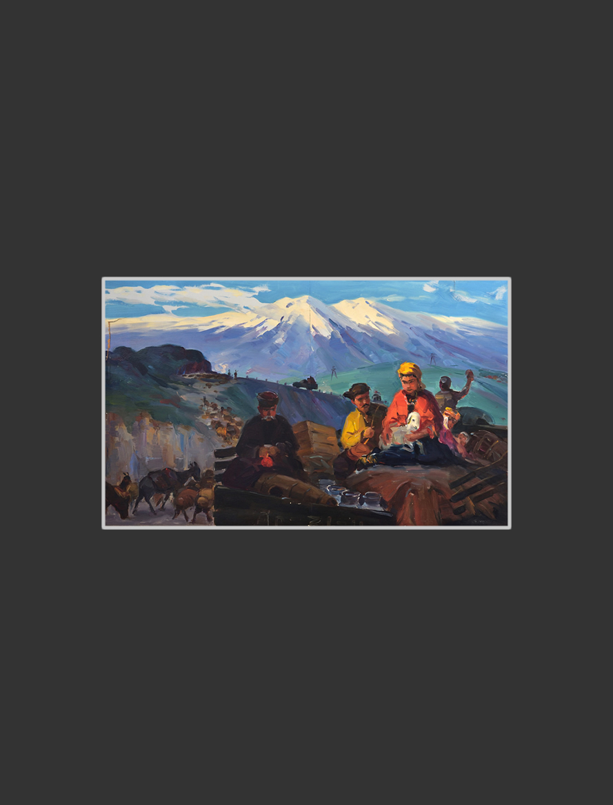 Sketch option for the work 'Overcoming mountain pass'41 x 68 cm, Oil on Cardboard, Around 1953-1955