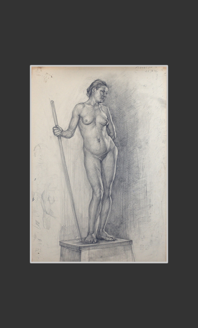 Standing nude female model65 x 45 cm, Paper, Pencil, 1948