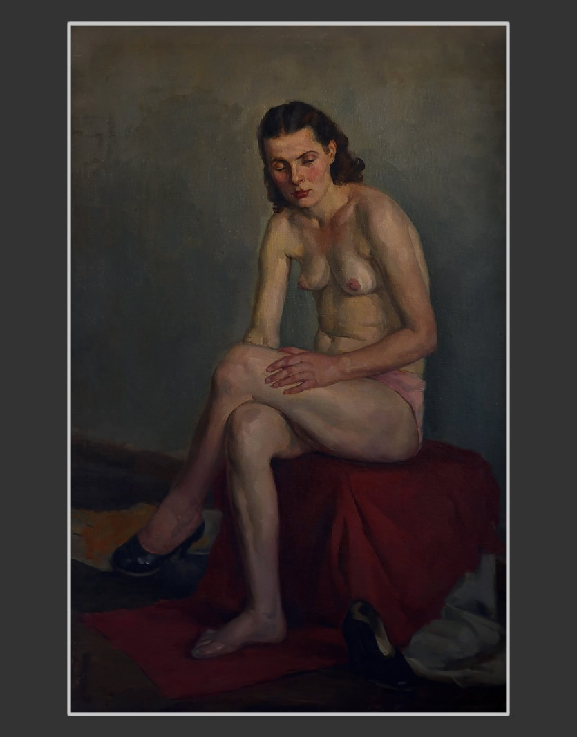 Sitting nude female model100 x 65 cm, Oil on Canvas, 1951