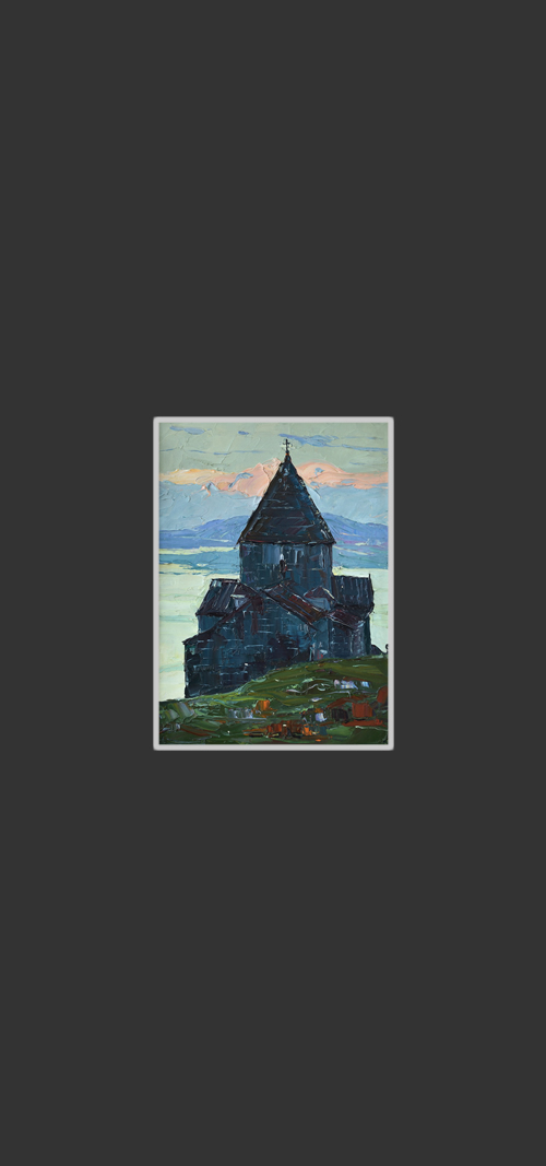 Sevan Monastery30 x 22 cm, Oil on Canvas, Palette Knife, 1984