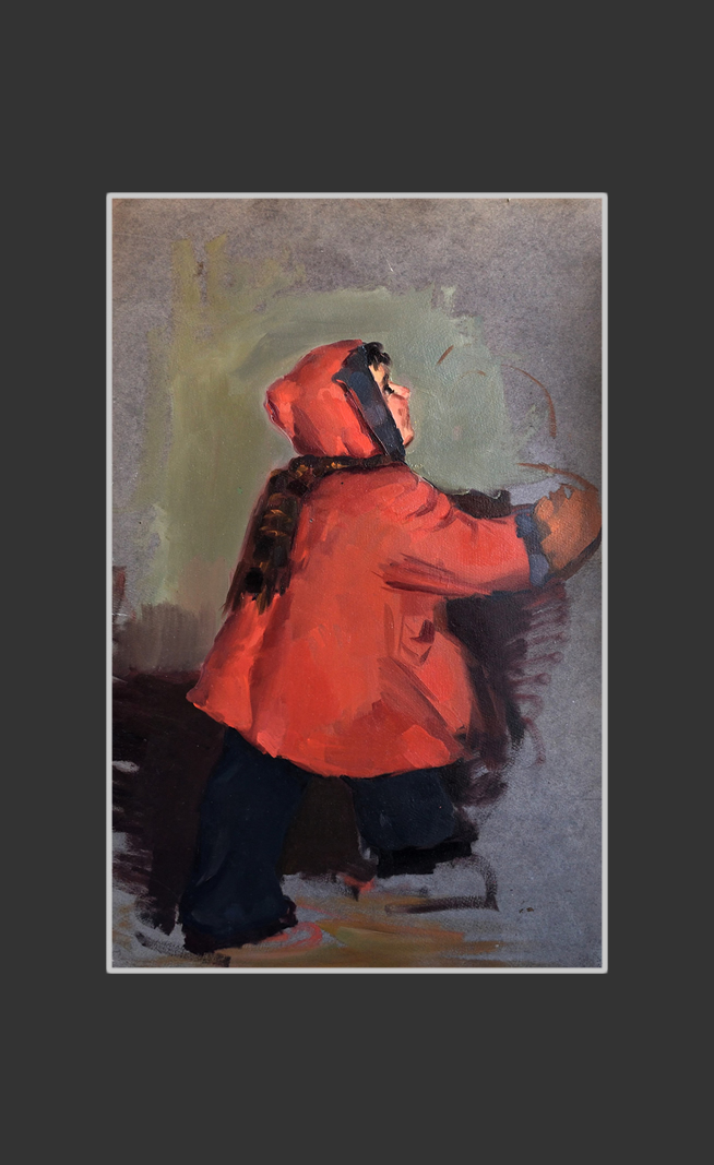 Sketch for the work 'Going for a walk'71 x 45 cm, Oil on Cardboard, 1953