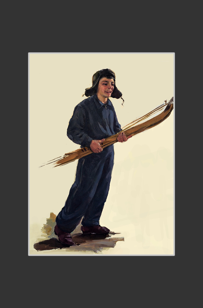 Sketch for the work 'Going for a walk'70 x 50 cm, Oil on Cardboard, 1953