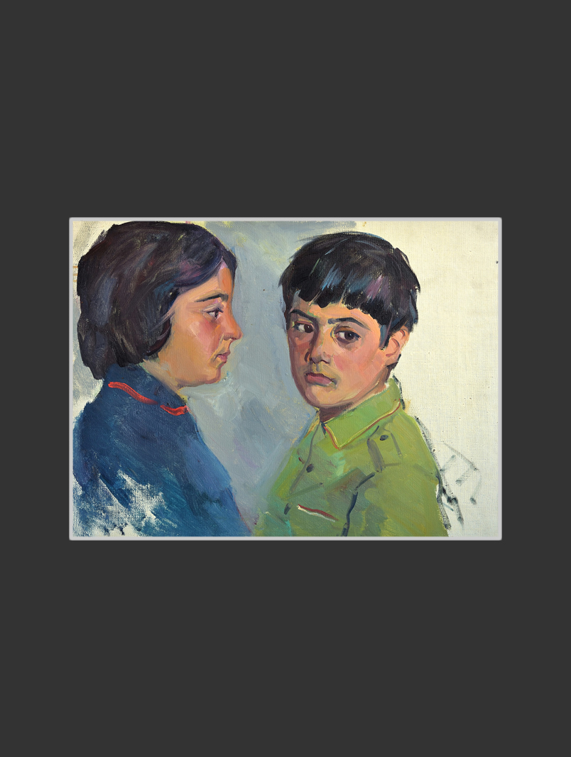 Boy and girl (sketch)45 x 60 cm, Oil on Canvas, 1968