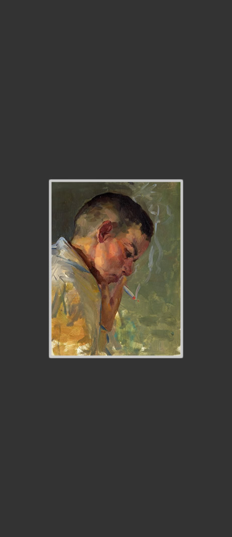 Sketch option for the work 'Got caught!'35 x 25 cm, Oil on Treated Cardboard, 1954