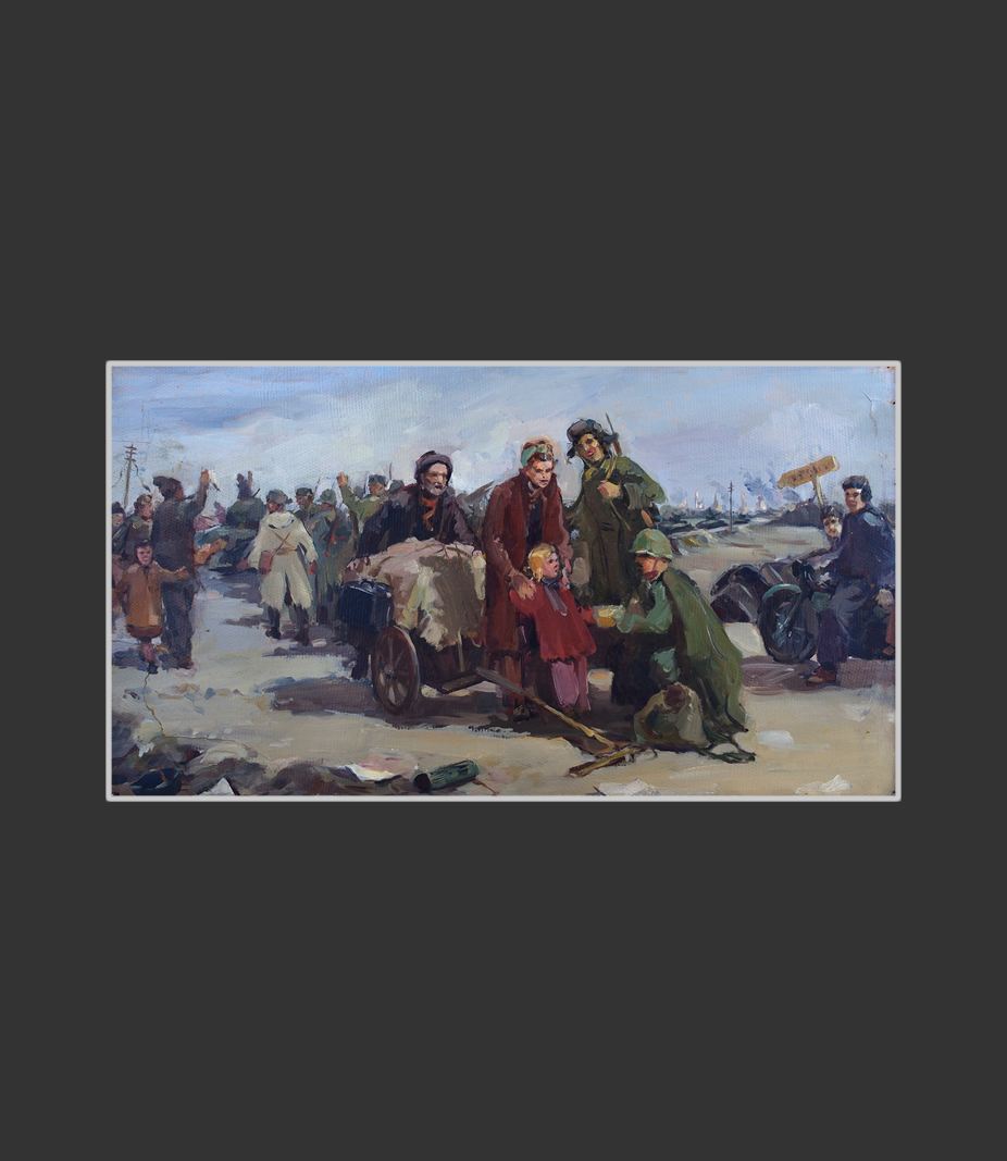 Sketch option for the work 'Liberators'40 x 72 cm, Oil on Cardboard, 1953-1955