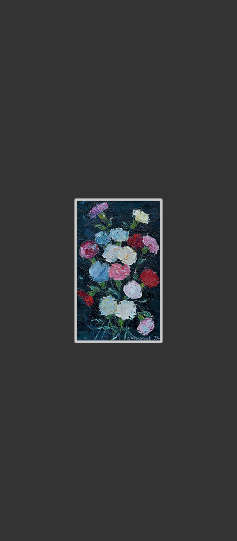 Carnations28 х 17 cm, Oil on Canvas, Palette Knife, 1979